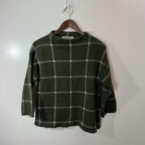 Natan Women's Wool Sweater Size S 3 Forest Green Plaid Preppy Designer Old Money